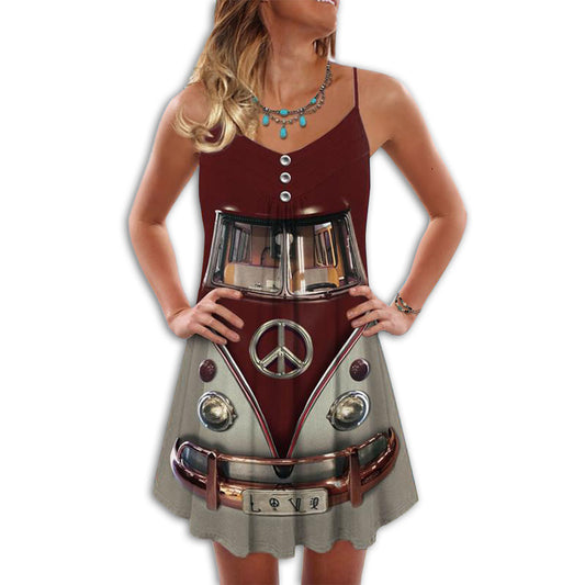 Retro Hippie Van Cool – Women's Summer Sleeveless V-Neck Camisole Dress