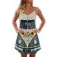 Hippie Van Retro Sunflower V-Neck Sleeveless Cami Dress For Vacations And Artistic Everyday Fashion