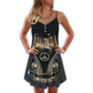 Hippie Van Retro V-Neck Sleeveless Cami Dress For Vacations And Artistic Everyday Fashion