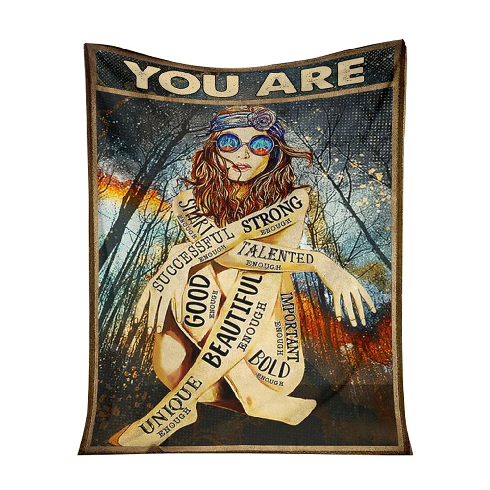Hippie You Are Enough Flannel Blanket For Cozy Bedroom Sofa Decor