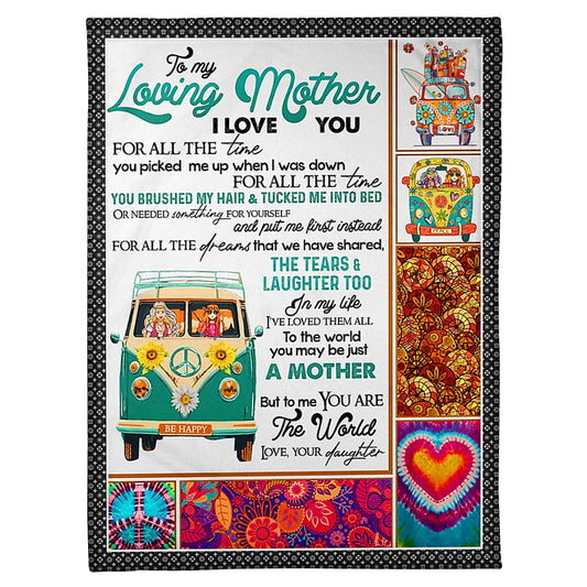 Hippie You Will Always Be My Loving Mother Flannel Blanket For Cozy Bedroom Sofa Decor