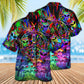 Hippie Alien Peace Psychedelic Art Hawaiian Shirt For Beach Party And Coastal Casual Wear