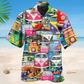 Colorful Hippie Car Hawaiian Shirt For Summer Vacation, Beach Travel, And Casual Wear