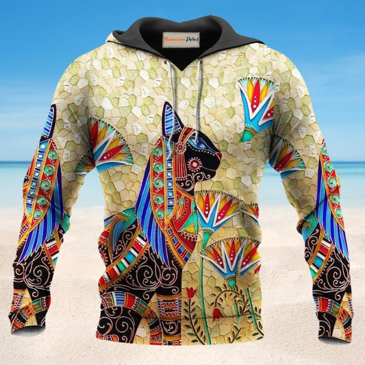 Hippie Egyptian Cat Hoodie For Peaceful Casual Style Weekend Travel And Comfort
