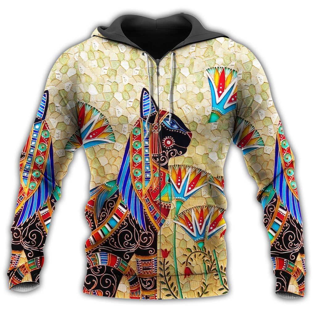 Hippie Egyptian Cat Hoodie For Peaceful Casual Style Weekend Travel And Comfort