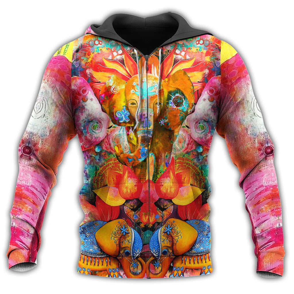 Hippie Colorful Elephant Hoodie For Bohemian Streetwear Festivals Travel And Everyday Comfort