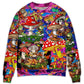Hippie Mushroom Joyful Companions Sweater For Bohemian Style Festivals Travel And Casual Everyday Wear