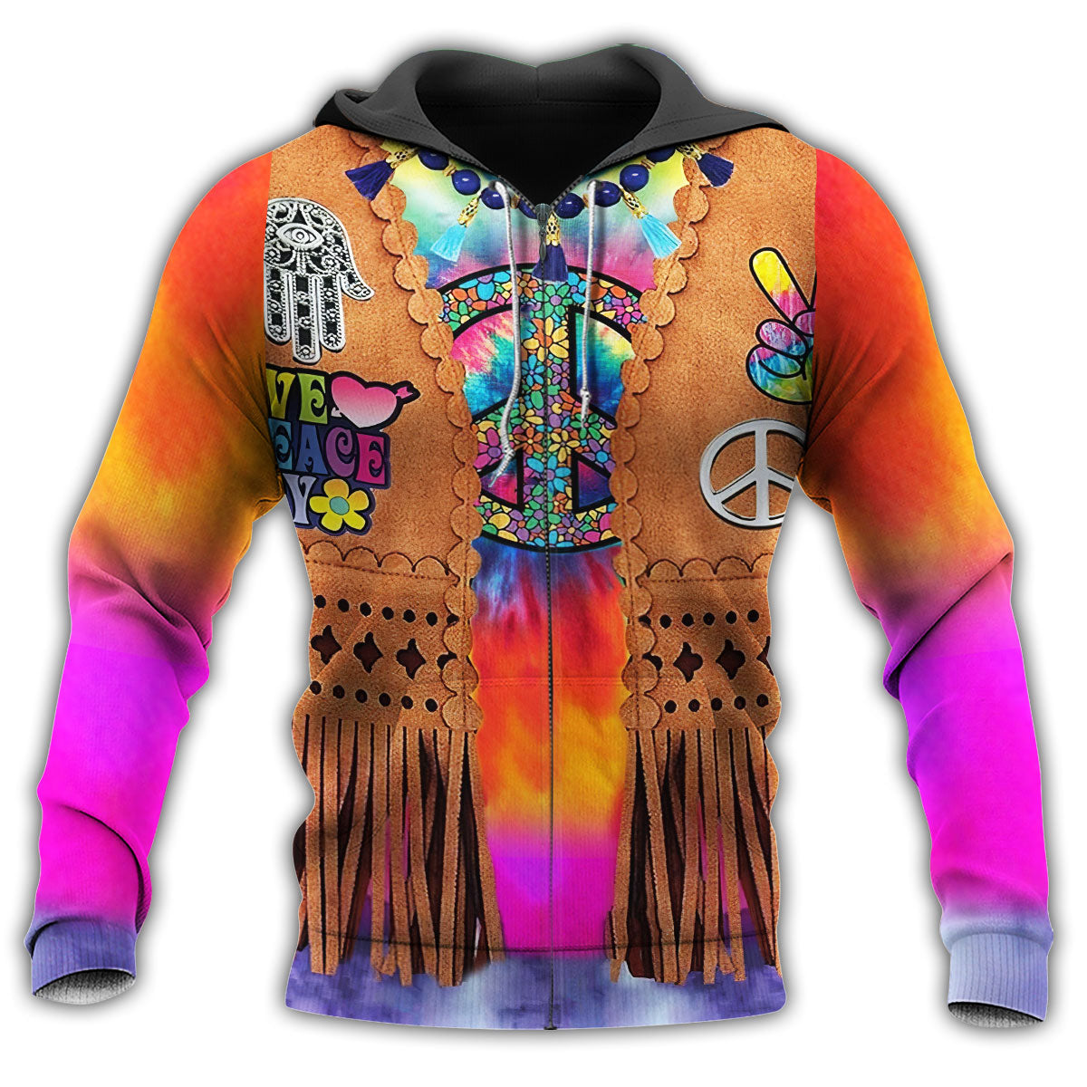 Hippie Peace Cowboy Life Hoodie For Equestrian Enthusiasts Casual Wear And Weekend Travel
