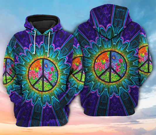 Hippie Green Peace Color Hoodie For Relaxed Streetwear Outdoor Gatherings And Travel