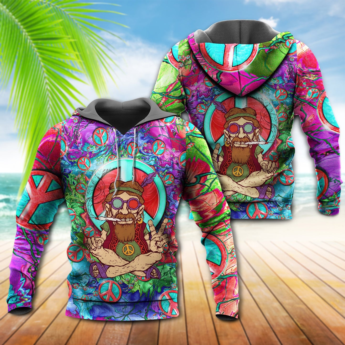 Hippie Colorful Peace Life Hoodie For Peace Inspired Outfits Casual Events And Thoughtful Gifting