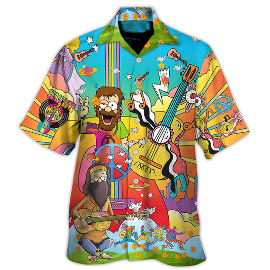Bohemian Funny Peace Hawaiian Shirt For Coastal Adventures, Vacation Travel, And Thoughtful Gift Giving