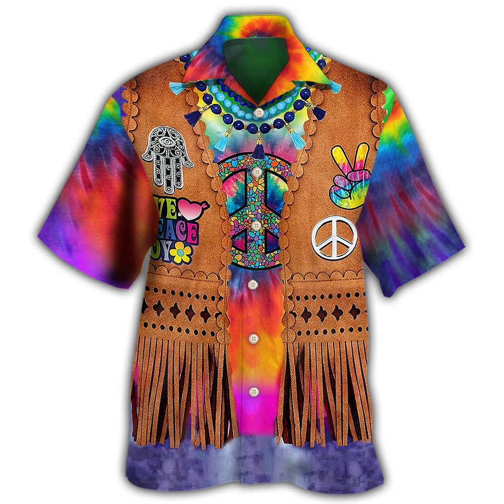 Hippie Peace Hawaiian Shirt For Casual Weekend And Summer Party Style