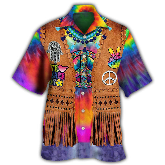 Hippie Peace Hawaiian Shirt For Casual Weekend And Summer Party Style
