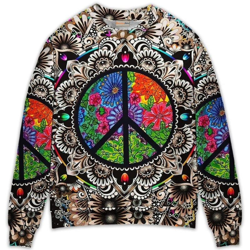 Hippie Peace Sign Galaxy Sweater For Colorful Outfits Weekend Events And Thoughtful Gift Giving