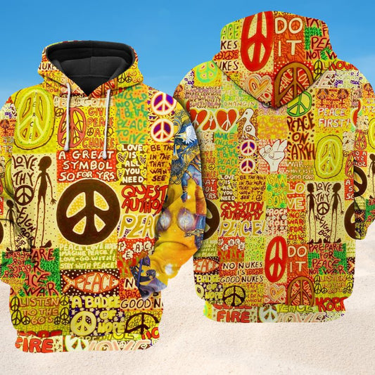 Hippie Peace Sign Hoodie For Free Spirited Travel Casual Wear And Comfortable Layering