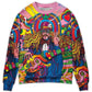 Hippie Rock Music Colorful Sweater For Free Spirited Outfits Holidays And Everyday Comfort