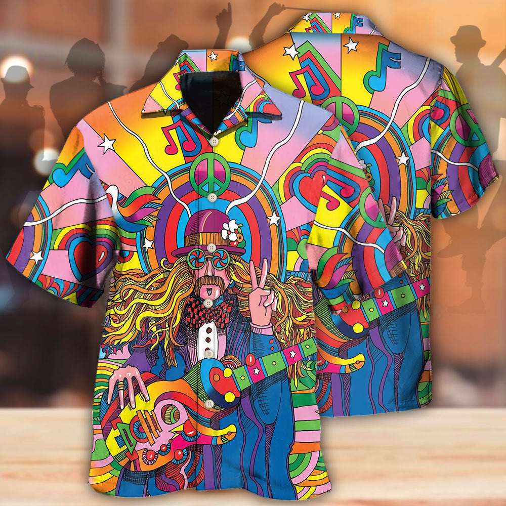 Bohemian Music Rock Hawaiian Shirt For Resort Getaways And Comfortable Summer Activities