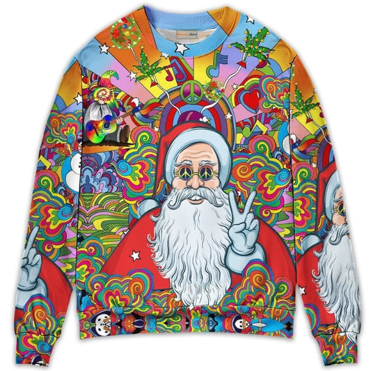 Hippie Santa Colorful Sweater For Holiday Parties Family Gatherings And Seasonal Gift Giving
