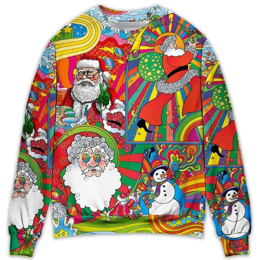 Hippie Santa Merry Xmas Sweater For Seasonal Parties Cozy Gatherings And Thoughtful Holiday Gifts