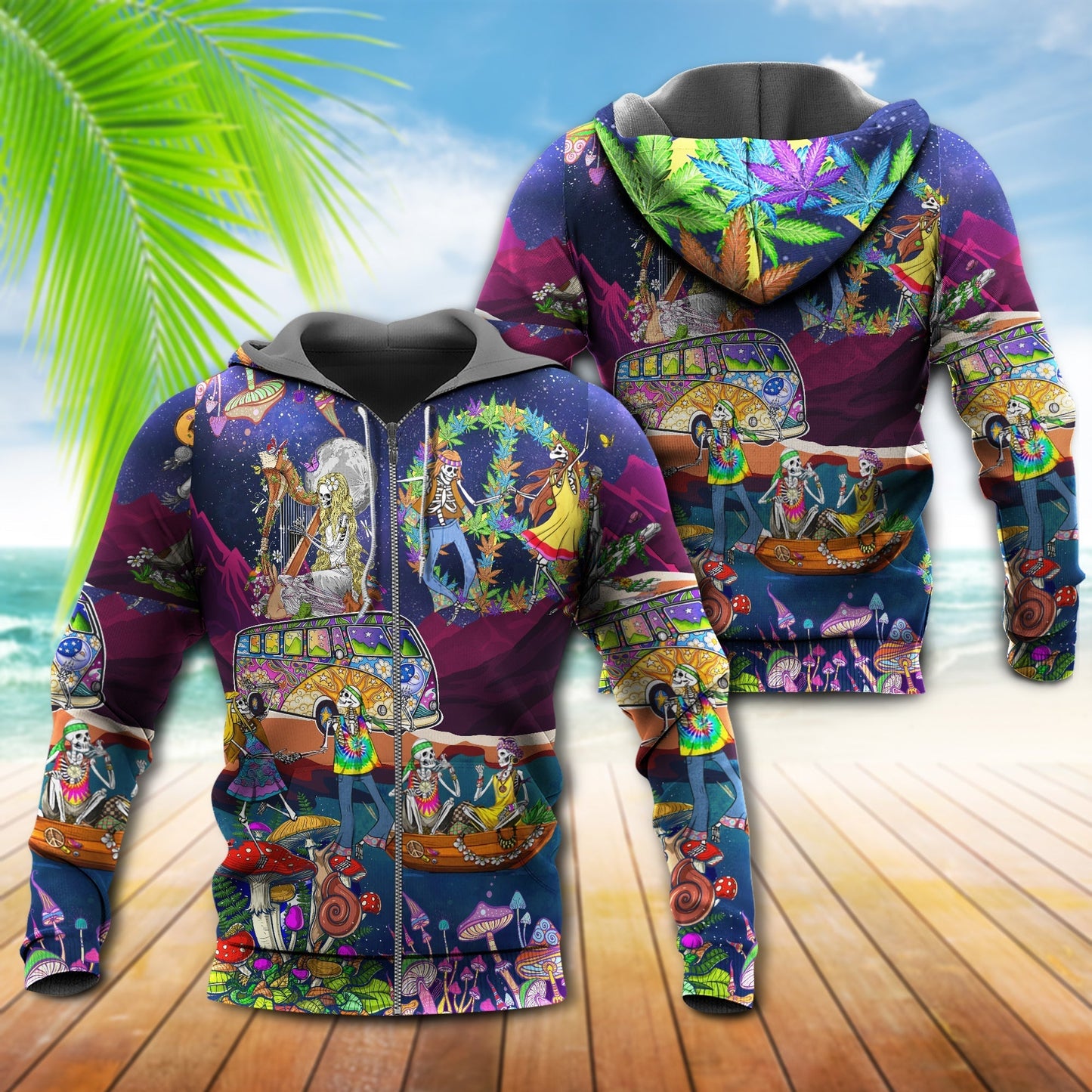 Hippie Dark Skull Dancing Moon Hoodie For Peaceful Casual Style Weekend Travel And Comfort