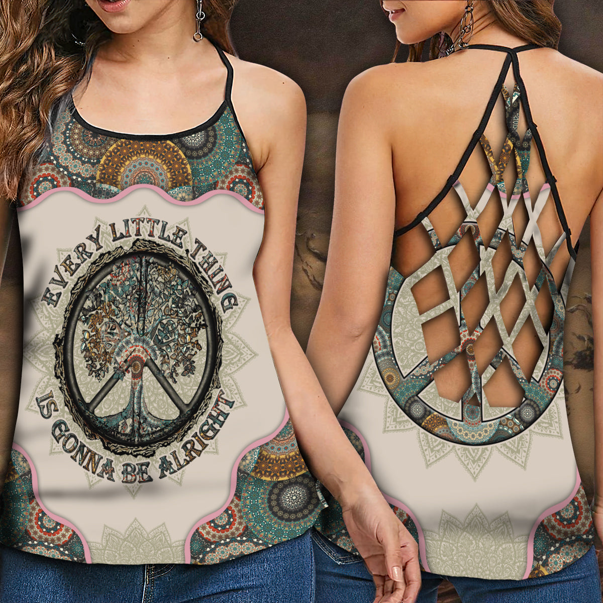 Hippie Every Little Thing Positive Hollow Tank Top For Yoga Workouts And Festival Wear