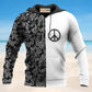 Hippie Black White Symbol Pattern Hoodie For Relaxed Streetwear Outdoor Gatherings And Travel