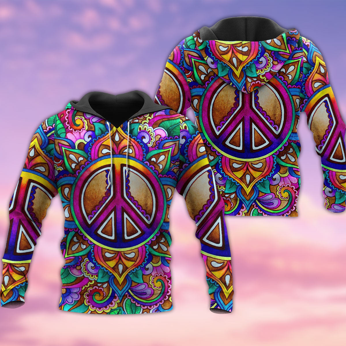 Hippie Unique Peaceful Hoodie For Bohemian Streetwear Festivals Travel And Everyday Comfort
