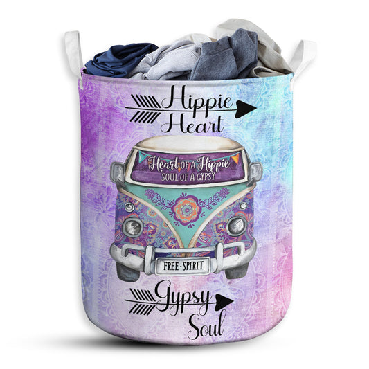 Small Size Hippie Heart Gypdy Soul Laundry Basket For Bathroom Bedroom Storage