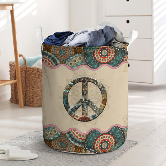 Hippie Peace Sign Laundry Basket For Bathroom Bedroom Storage
