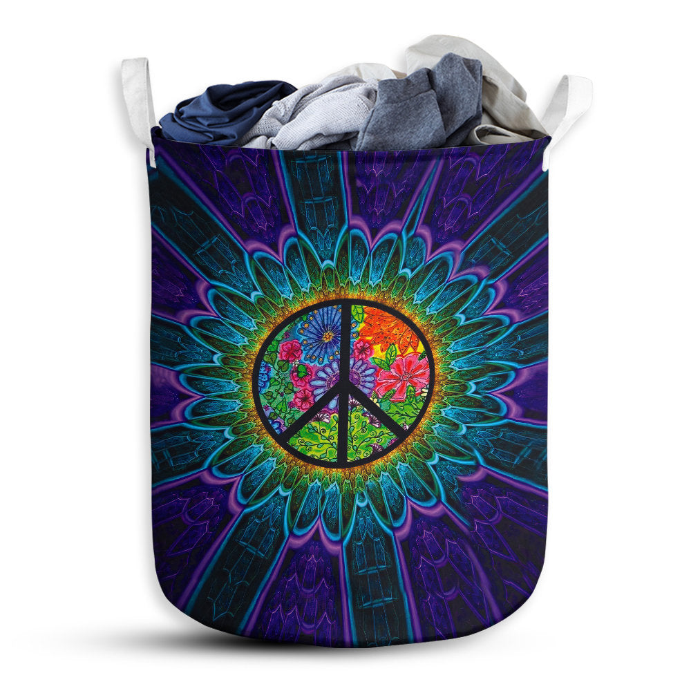 Small Size Hippie Sign Purple Laundry Basket For Bathroom Bedroom Storage