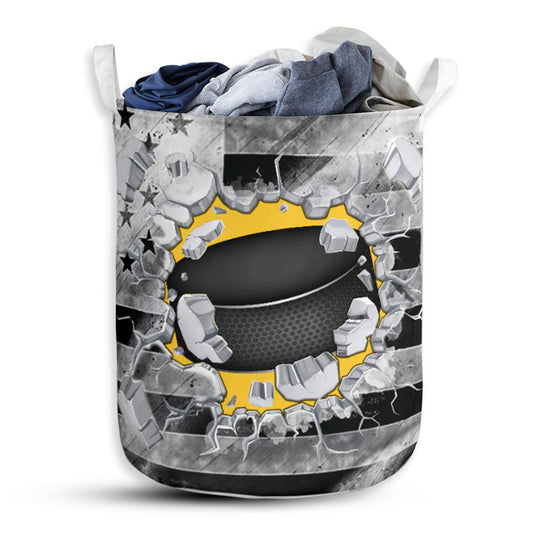 Hockey Flag Hole Classic Laundry Basket For Bathroom Bedroom Storage