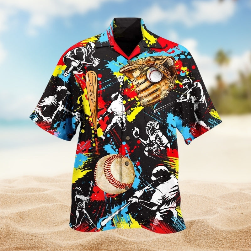 Watercolor Hockey Hawaiian Shirt For Coastal Travel, Casual Events, And Comfortable Summer Wear