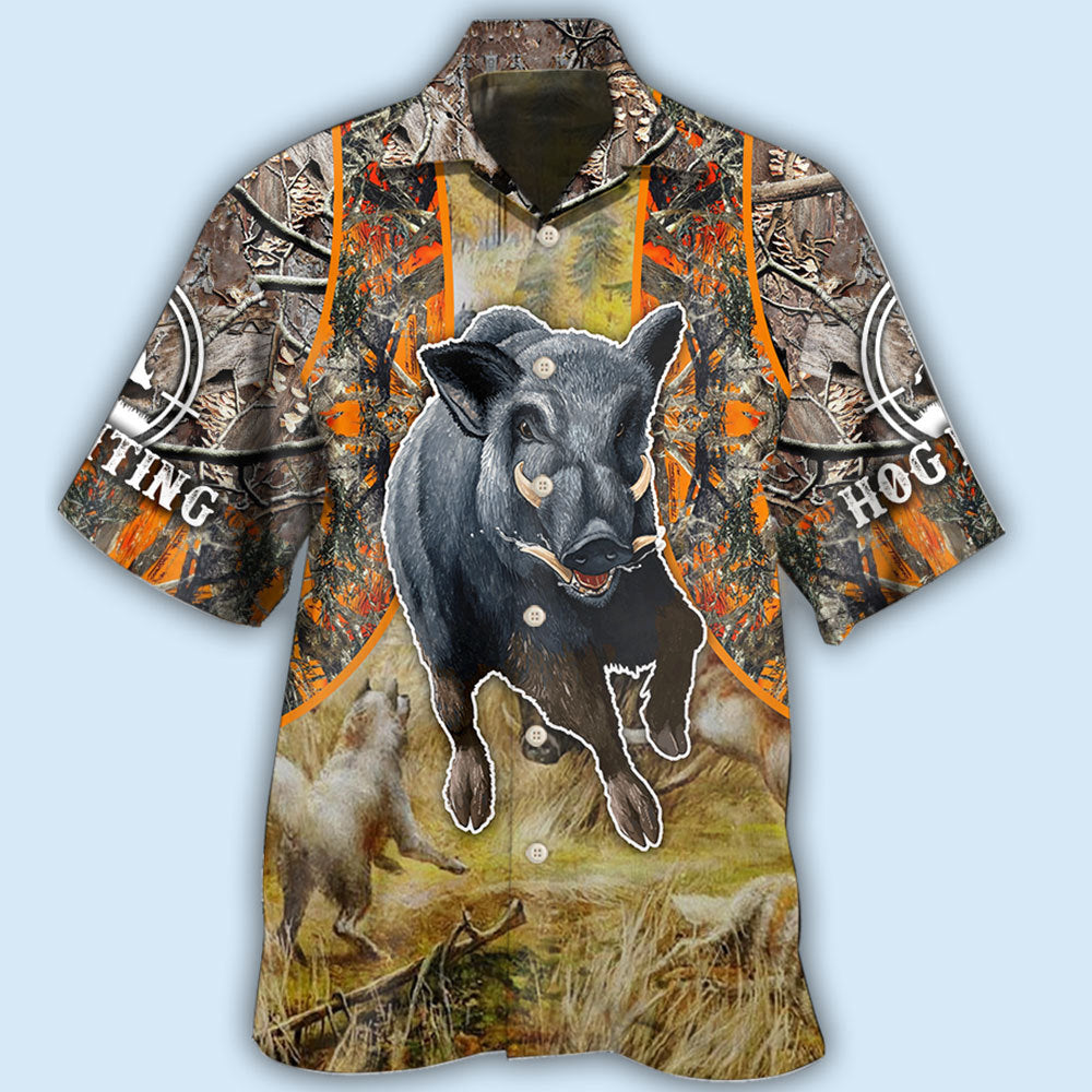 Hunting Hog Camo Hawaiian Shirt Design View For Casual Summer Styling