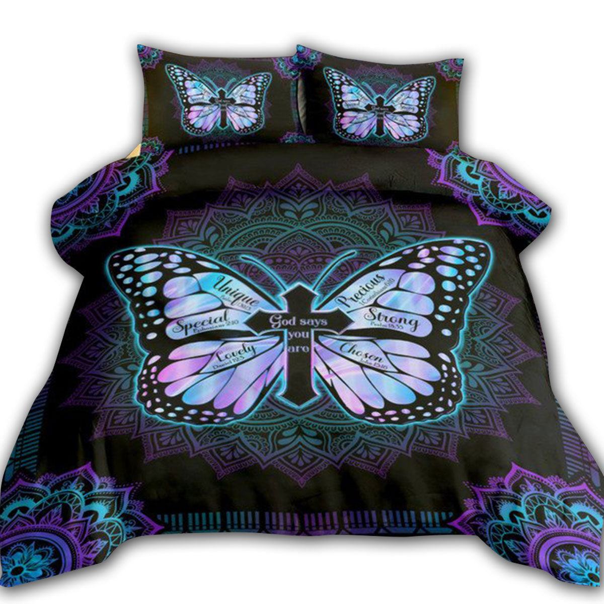 God Butterfly Hologram God Says You Are Bedding Cover For Faith Bedroom Decor