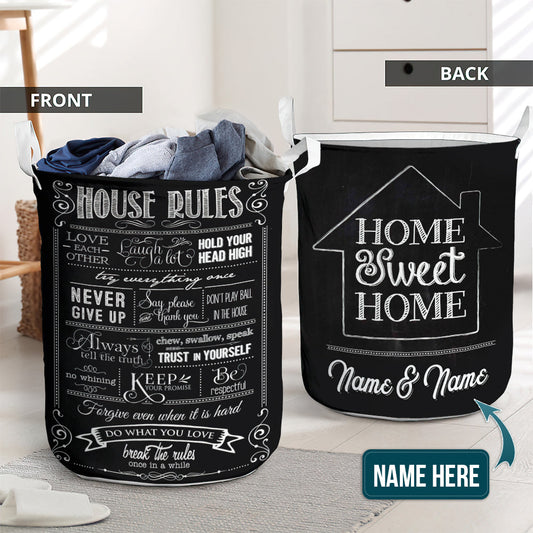 Home Sweet Home House Rules Laundry Basket For Bathroom Bedroom Storage