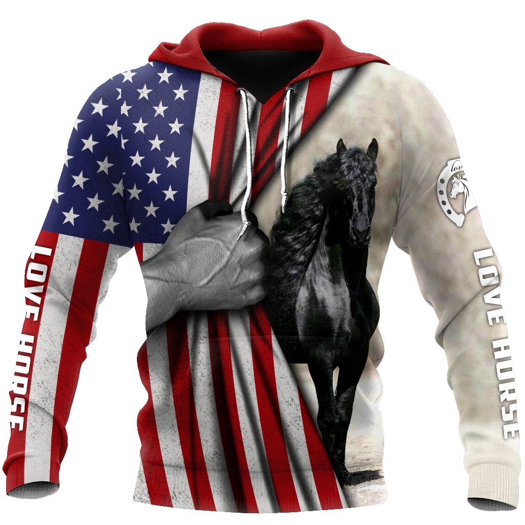 Horse Flag Hoodie For Horse Inspired Streetwear Holidays And Comfortable Outfits