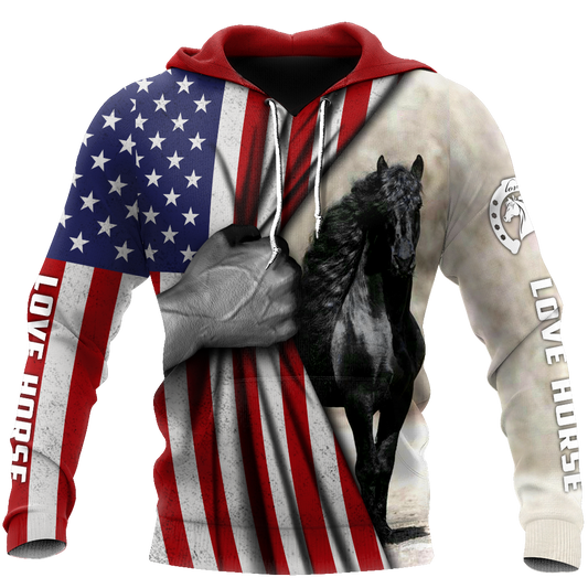 Horse Flag Hoodie For Horse Inspired Streetwear Holidays And Comfortable Outfits