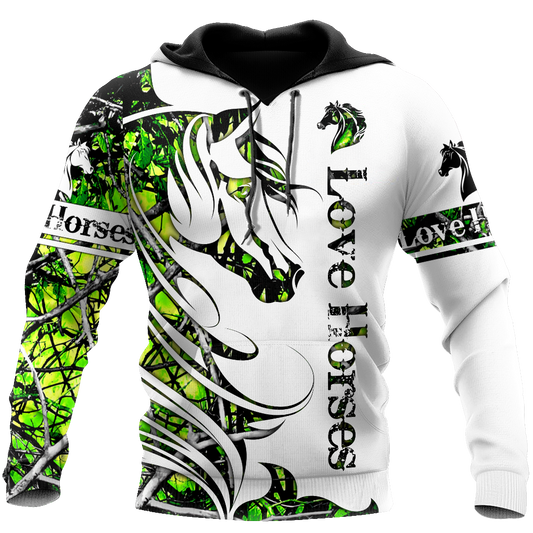 Horse Camo Pattern Hoodie For Rustic Casual Looks Outdoor Events And Comfortable Layering