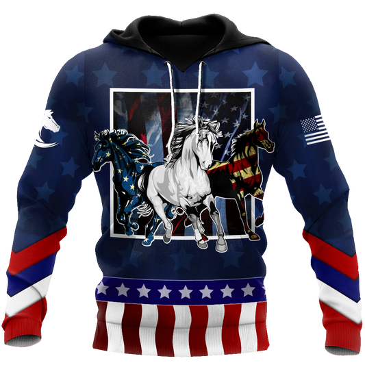 Horses Flag Hoodie For Relaxed Streetwear Weekend Travel And Everyday Style