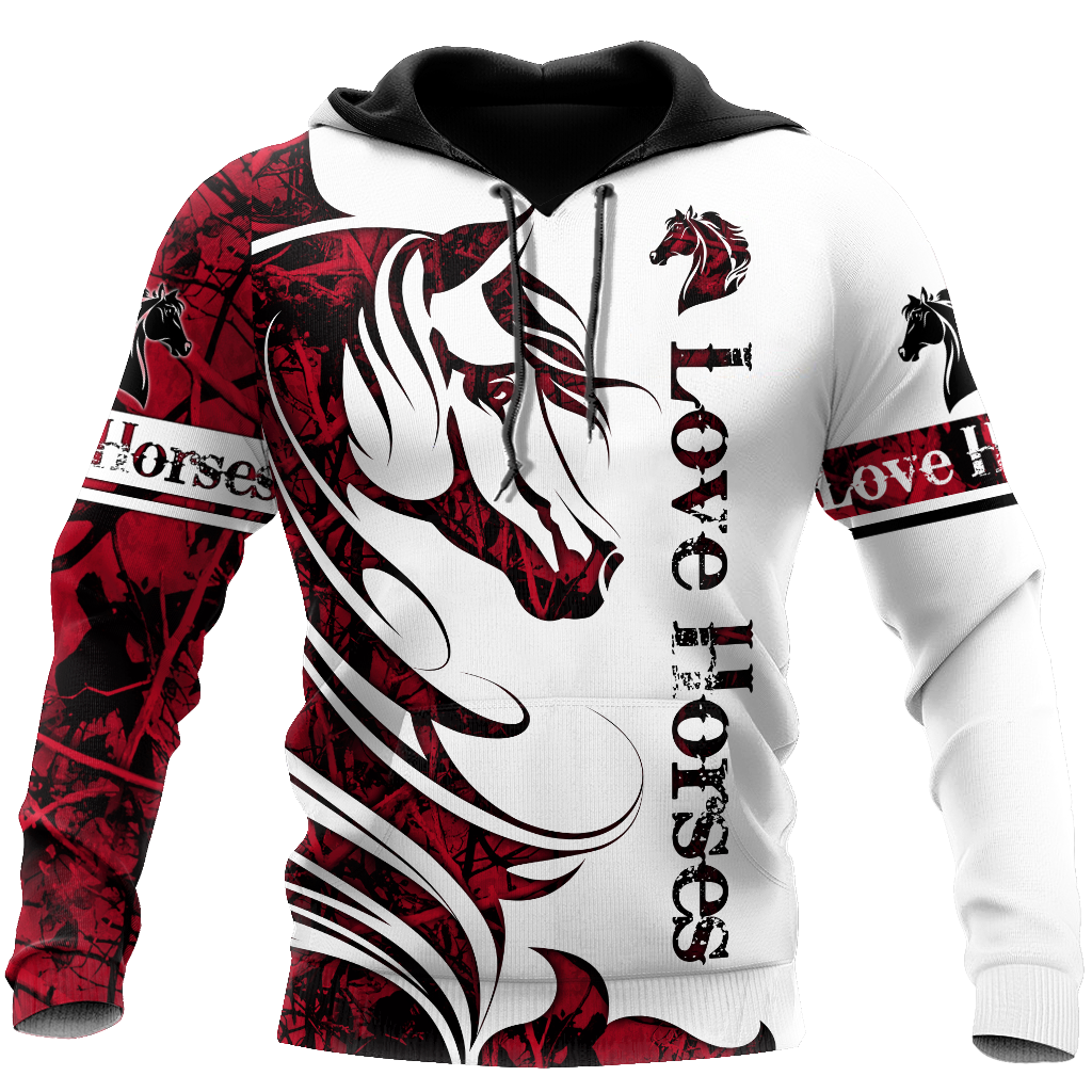Red Horse Camo Pattern Hoodie For Horse Lovers Weekend Adventures And Relaxed Daily Style