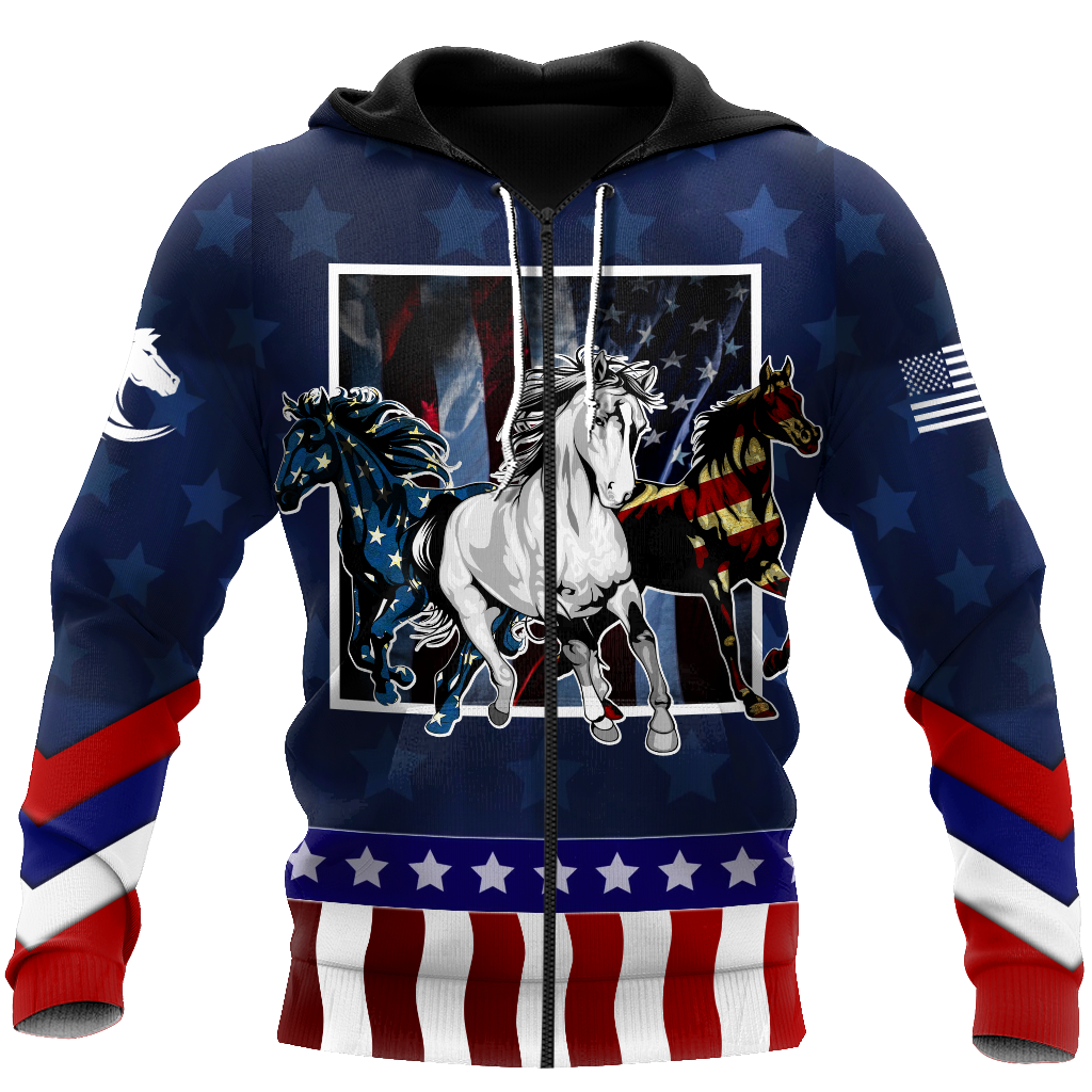Horses Flag Hoodie For Relaxed Streetwear Weekend Travel And Everyday Style