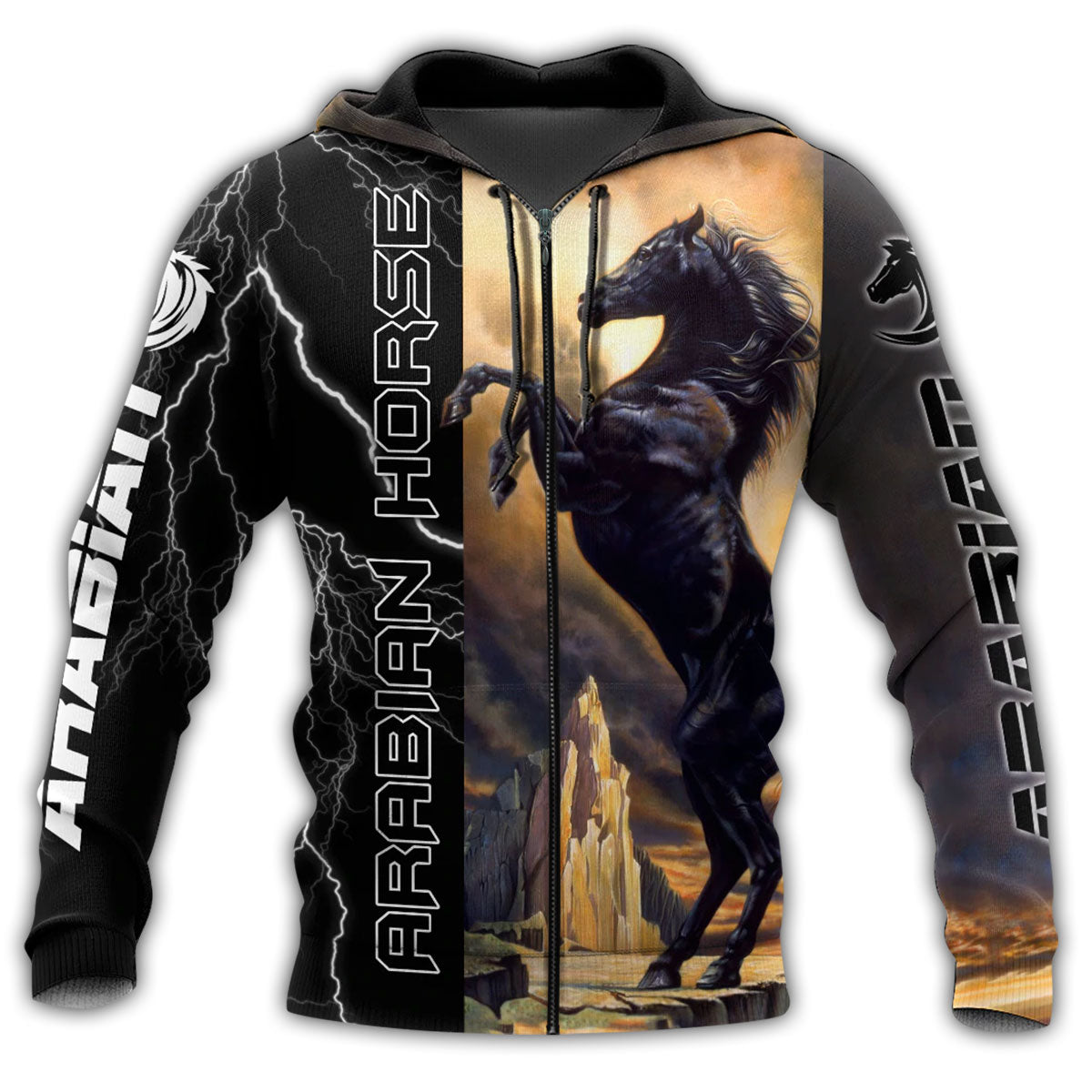 Black Arabian Horse Stallion Hoodie For Horse Lovers Weekend Adventures And Relaxed Daily Style