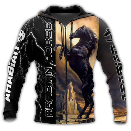 Black Arabian Horse Stallion Hoodie For Horse Lovers Weekend Adventures And Relaxed Daily Style
