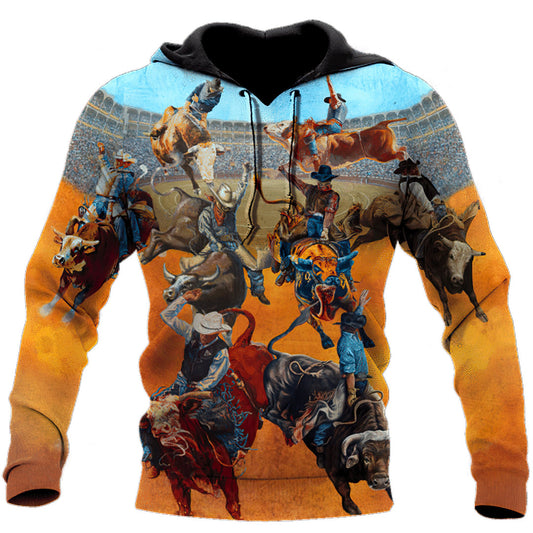 Tropical Bull Riding Hoodie For Everyday Wear Outdoor Adventures And Comfortable Style