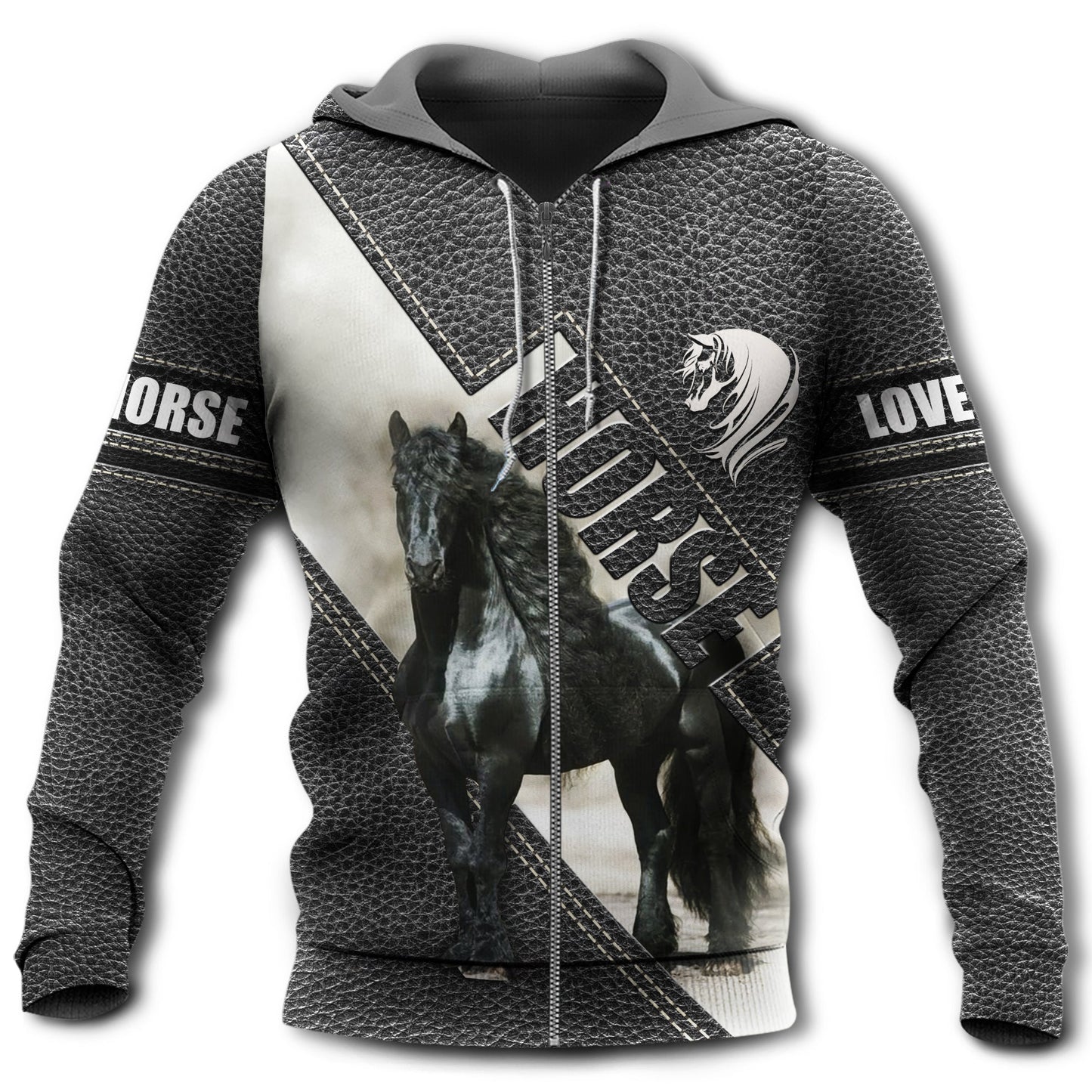 Black Friesian Horse Hoodie For Ranch Style Adventures Daily Wear And Thoughtful Gifts