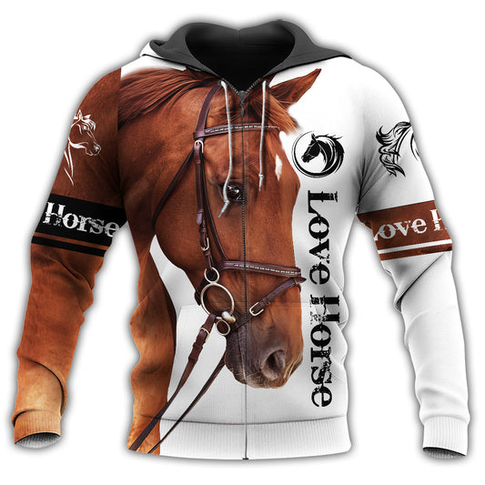 Brown Horse Love Hoodie For Rustic Casual Looks Outdoor Events And Comfortable Layering