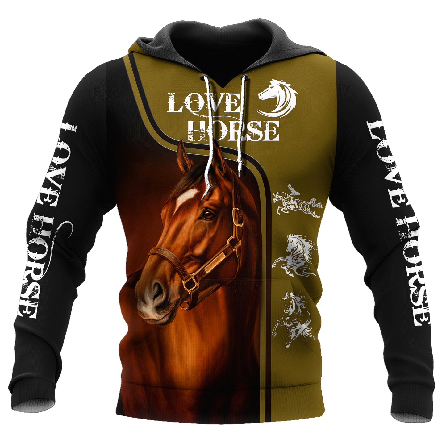 Green Horse Love Hoodie For Country Streetwear Outdoor Trips And Everyday Comfort