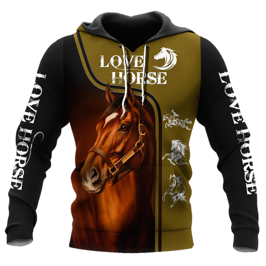 Green Horse Love Hoodie For Country Streetwear Outdoor Trips And Everyday Comfort