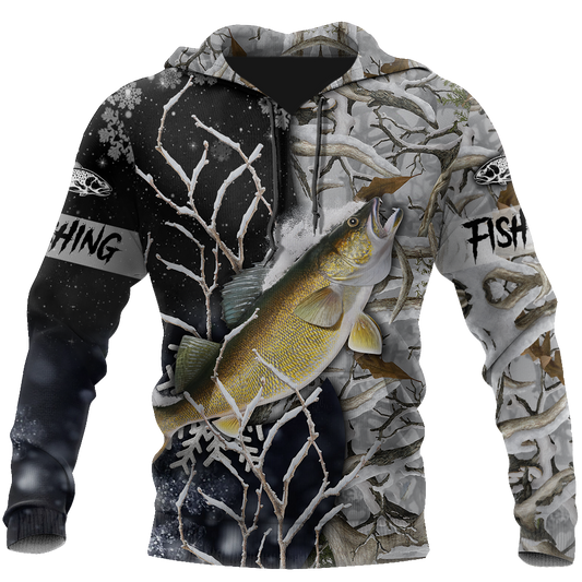 Walleye Ice Fishing Gear Hoodie For Fishermen Camping Adventures And Comfortable Streetwear