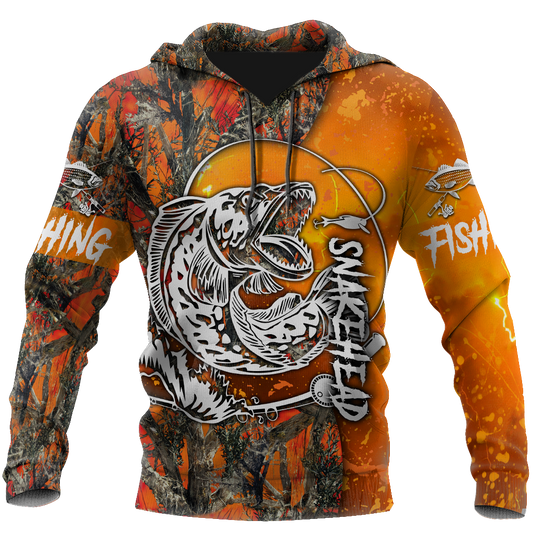 Orange Snakehead Fishing Camo Hoodie For Angling Enthusiasts Travel Days And Relaxed Daily Wear
